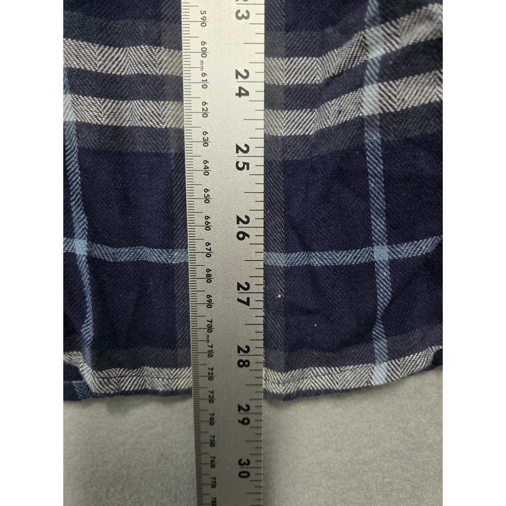Womens Well Worm XXL Plaid Long Sleeve Button Up Shirt Navy White Casual Shirt - Picture 7 of 8